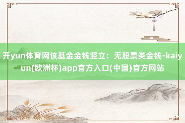 开yun体育网该基金金钱竖立：无股票类金钱-kaiyun(欧洲杯)app官方入口(中国)官方网站