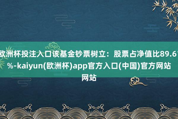 欧洲杯投注入口该基金钞票树立：股票占净值比89.61%-kaiyun(欧洲杯)app官方入口(中国)官方网站