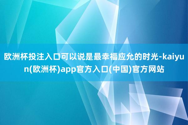 欧洲杯投注入口可以说是最幸福应允的时光-kaiyun(欧洲杯)app官方入口(中国)官方网站