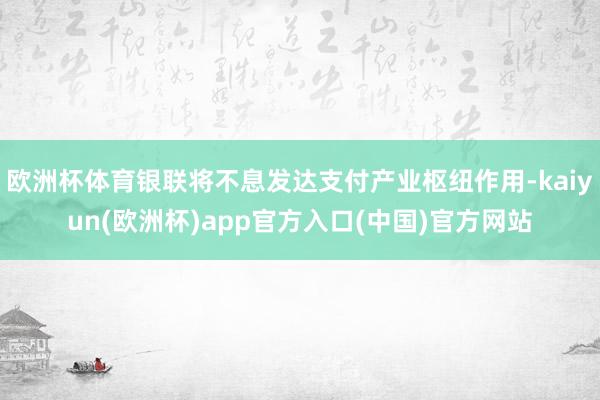 欧洲杯体育银联将不息发达支付产业枢纽作用-kaiyun(欧洲杯)app官方入口(中国)官方网站